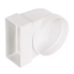 Manrose Round to Rectangular 90° Bend Appliance Connector White 100mm