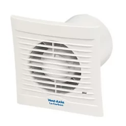 Vent-Axia 441626 Lo-Carbon Silhouette 100mm Axial Bathroom Extractor Fan with Humidistat & Timer White 230V